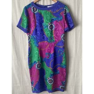 Vintage Adrianna Papell Womens Quiet Luxury Old Money Silk Dress Size 8 80s 90s